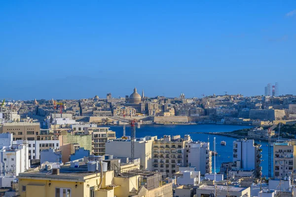 Veduta Valletta Skyline Guardando Attraverso Porto Dalla Città Sliema Malta — Foto Stock