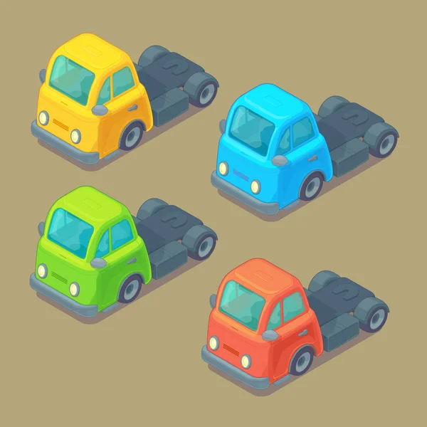 Conjunto de camión isométrico. Estilo de dibujos animados. Transporte urbano . — Vector de stock