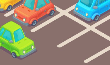 Parking lot with car in parking area.