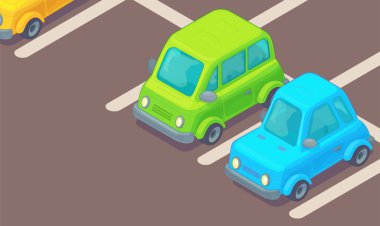 Parking lot with car in parking area.
