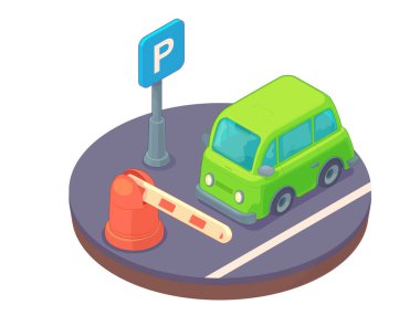 Aracı geçmek için kaldırılan bariyerden girin. Korumalı park yerinde geçiş kapısı..