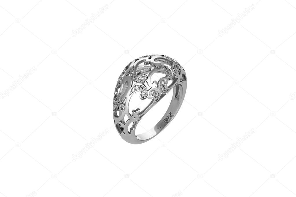 Jewelry from gold and silver with precious stones on a white background in high quality and resolution