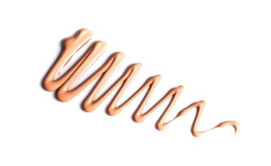 Beyaz arkaplanda, bej renginde, kremsi bir vakıf izole edilmiş..