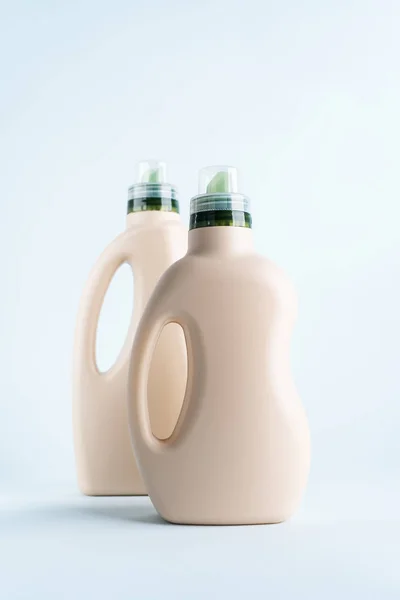 Blank Label Bottles Mockup Packaging Product Bottles Cleaning Detergent Blue — Stock Photo, Image