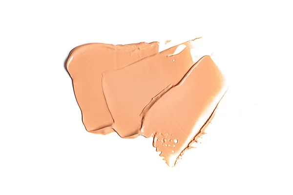 Försiktigt Beige Utstryk Makeup Krämig Foundation Isolerad Vit Bakgrund — Stockfoto