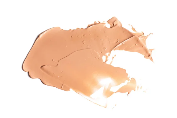 Försiktigt Beige Utstryk Makeup Krämig Foundation Isolerad Vit Bakgrund — Stockfoto