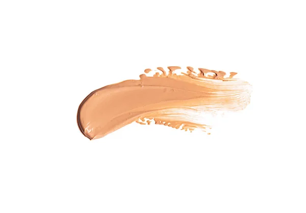 Försiktigt Beige Utstryk Makeup Krämig Foundation Isolerad Vit Bakgrund — Stockfoto