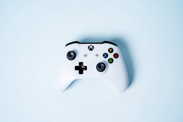 Moskva Ryssland Juney 2019 Vit Trådlös Gamepad Xbox One Styrenhet — Stockfoto