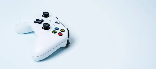 Moskva Rusko Červen 2019 Bílý Bezdrátový Ovladač Gamepad Xbox One — Stock fotografie