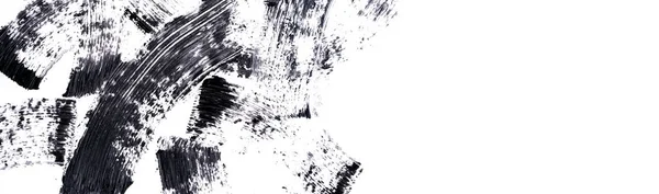 Zwarte Mascara Smeert Witte Achtergrond Zwarte Strepen Textuur Mascara Acryl — Stockfoto