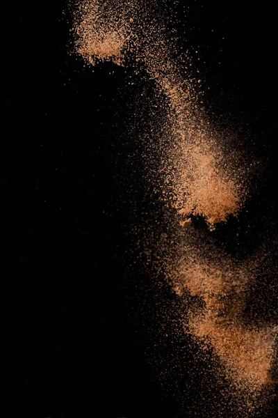 Взрыв Порошка Какао Движении Черном Фоне Шоколадная — стоковое фото