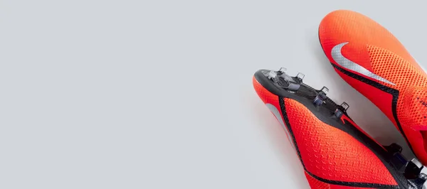 Moszkva Oroszország 2019 Január Pár Nike Fantomok Labdarúgó Cipő Fehér — Stock Fotó