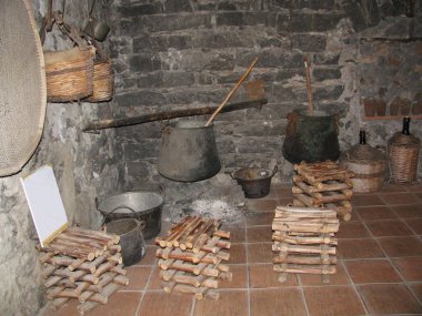                                Eski günlerde bir Italyan konut iç. İtalya. Sicilya.