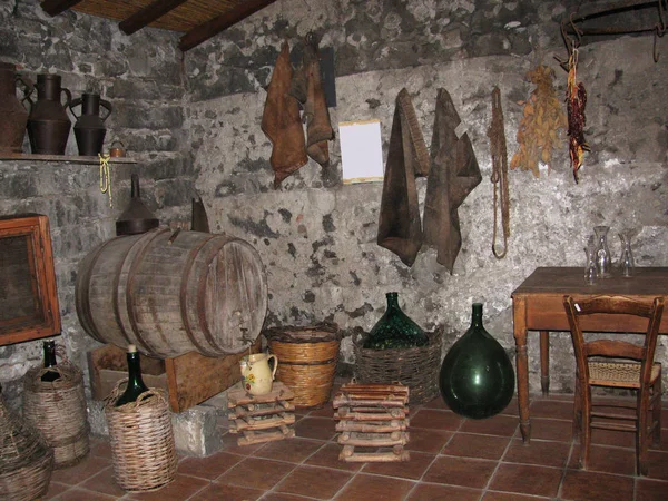 Interior Uma Habitação Italiana Nos Velhos Tempos Itália Sicília — Fotografia de Stock