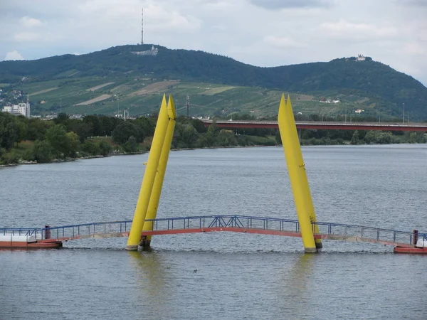 View of the small bridge on the Danube. Austria. Vienna.