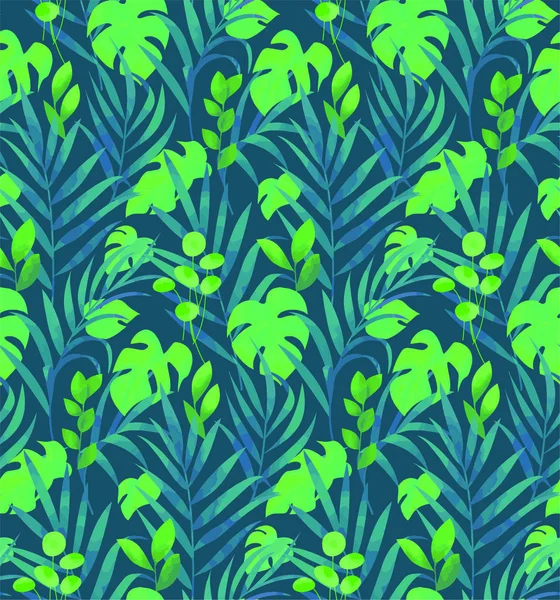 Hojas Selva Patrón Vectorial Sin Costura — Vector de stock