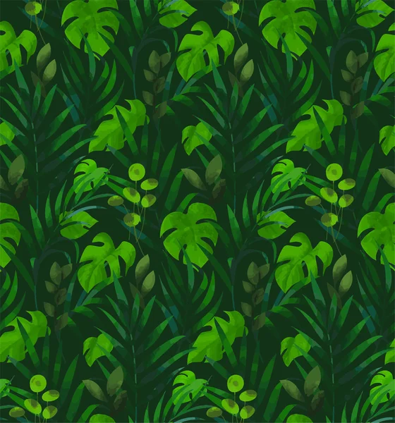 Hojas Selva Patrón Vectorial Sin Costura — Vector de stock