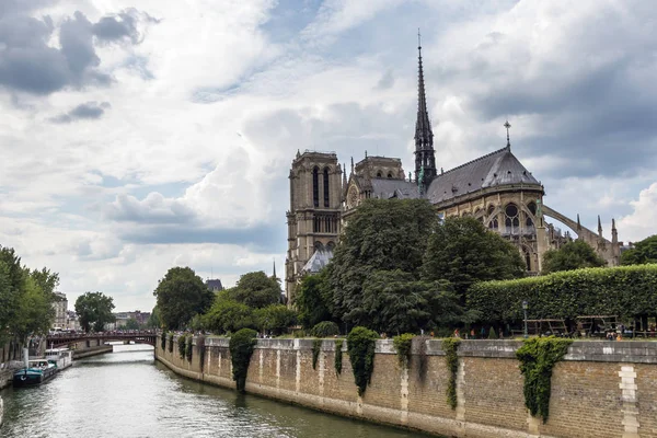Katedrála Notre Dame Paris Řeka Seine — Stock fotografie