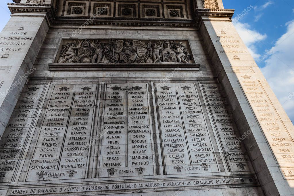 The Inner Facade Of The South Pillar With The Engraved Names Of The Military Leaders Of The French Revolution And Empire The Arc De Triomphe Paris Larastock The Inner Facade Of The South Pillar With The Engraved Names Of The Military Leaders Of The French Revolution And Empire The Arc De Triomphe Paris Larastock