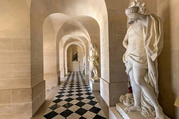 Arched Gallery Marble Statues Palace Versailles France — Stock Photo, Image