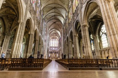 The interior and nave of Basilica Cathedral of Saint-Denis, Paris clipart
