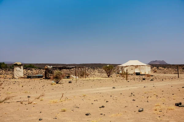 Suudi Arabistan, Umm Aldoom yakınlarında Harrat Kishb 'de bir Bedevi kampı.