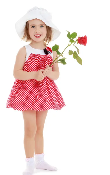 Menina com flor de rosa — Fotografia de Stock