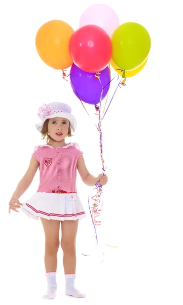 Pige med balloner - Stock-foto