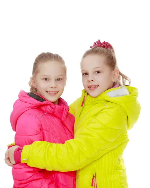 Encantadoras meninas gêmeas em blazers — Fotografia de Stock