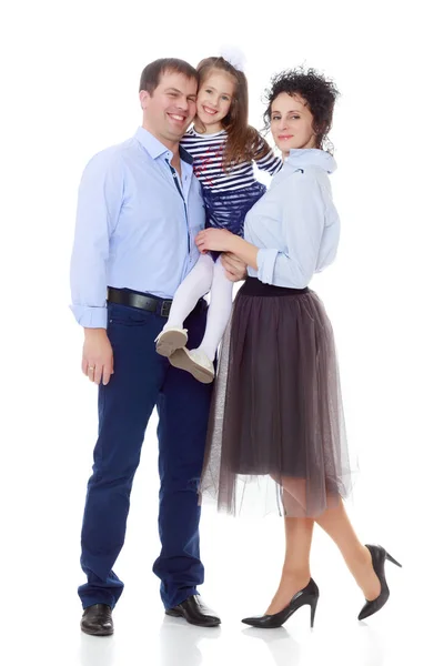 Happy parents with a small daughter. — Stock Photo, Image