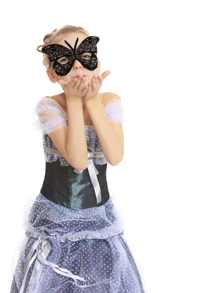 Little girl Princess carnival mask. — Stock Photo, Image