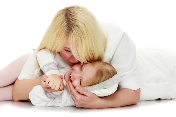 Mother and little daughter hugging. — Stock Photo, Image