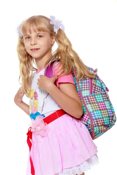 Dziewczyna ze szkoły plecak — Zdjęcie stockowe