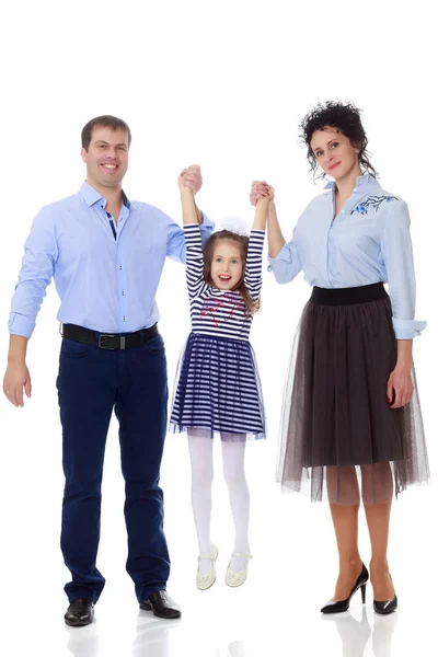 Happy parents with a small daughter. — Stock Photo, Image