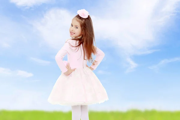 Elegante niña en un vestido rosa . —  Fotos de Stock