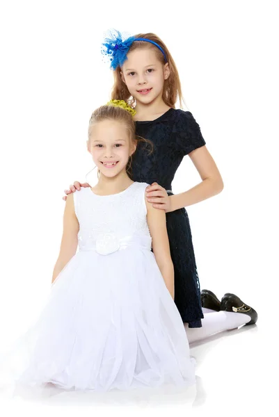 Little Caucasian girl twins. — Stock Photo, Image