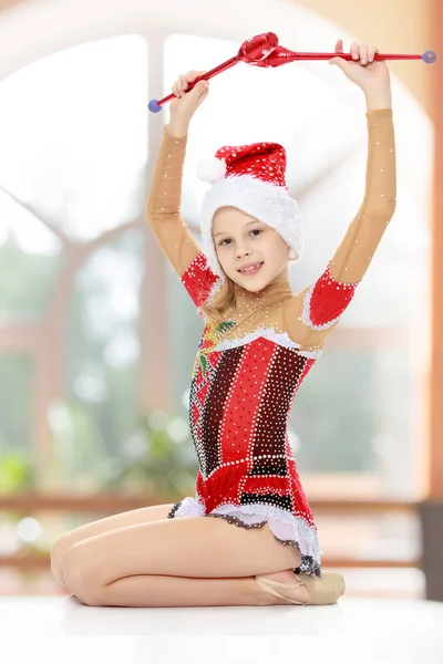 Gymnast performs exercises with a Mace. — Stock Photo, Image