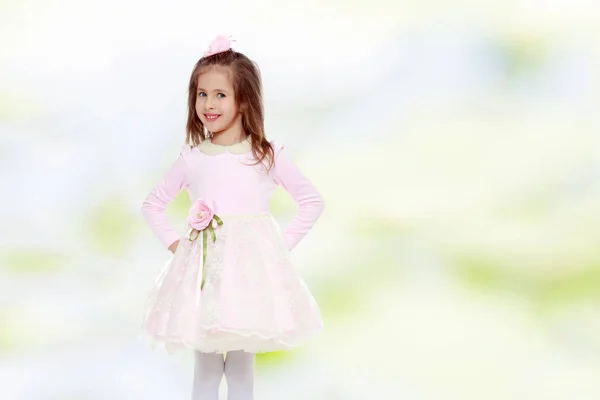 Elegant little girl in a pink dress. — Stock Photo, Image