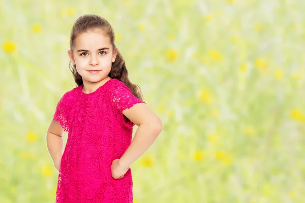 Beautiful little girl in a red dress. Stock Image