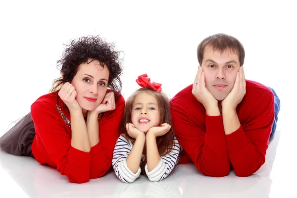 Happy parents and young daughter. — Stock Photo, Image