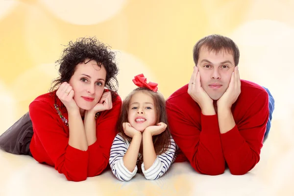 Happy parents and young daughter. — Stock Photo, Image