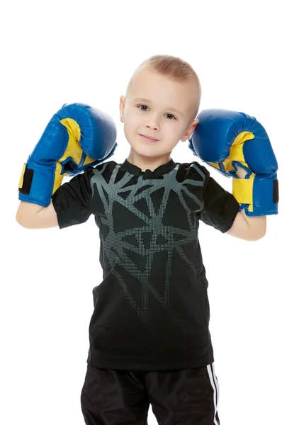 Petit garçon en gants de boxe . — Photo