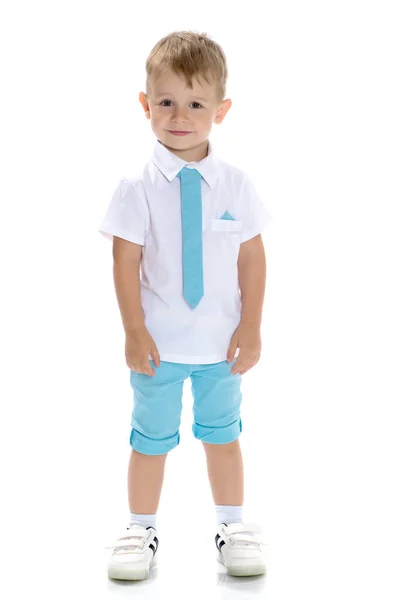 Stilig pojke i skjorta och slips. — Stockfoto