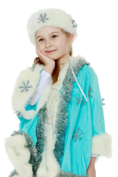 Маленькая девочка в костюме Снегурочки — стоковое фото