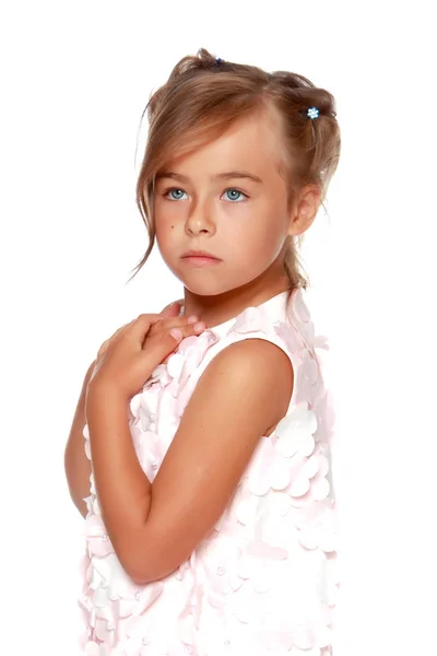 Fashionable little girl in a dress — Stock Photo, Image