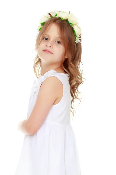 Fashionable little girl in a dress — Stock Photo, Image
