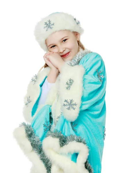 Niña con traje de doncella de nieve — Foto de Stock
