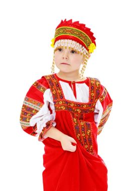 Rus ulusal kostümlü kız..
