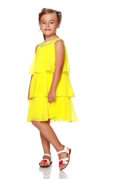 Fashionable little girl in a dress — Stock Photo, Image