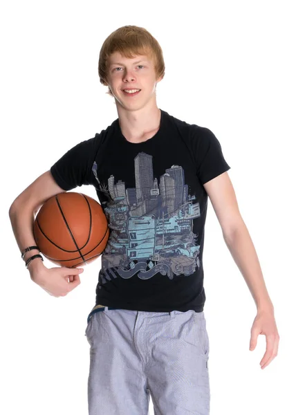 Gut gemachter Typ mit Ball für Basketball — Stockfoto